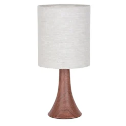 Tischlampe Arto, dunkelbraun/weiß, Höhe 32 cm, Metall/Leinen
