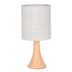 Tischlampe Arto, hellbraun/weiß, Höhe 32 cm, Metall/Leinen