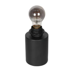 Tischlampe Bloeba, weiß/schwarz, Ø 25 cm, Leinen/Metall
