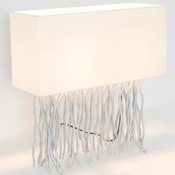 Tischlampe CAPRI, silber/écru, Höhe 51 cm, Metall, 2 x E14