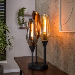 Tischlampe Cocoon, schwarz, 3-flammig, Höhe 59 cm, Glas, E27