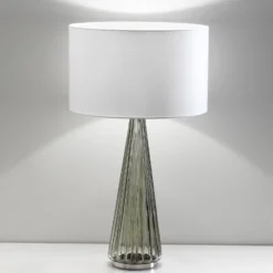 Tischlampe Costa Rica Schirm weiß, Fuß grau