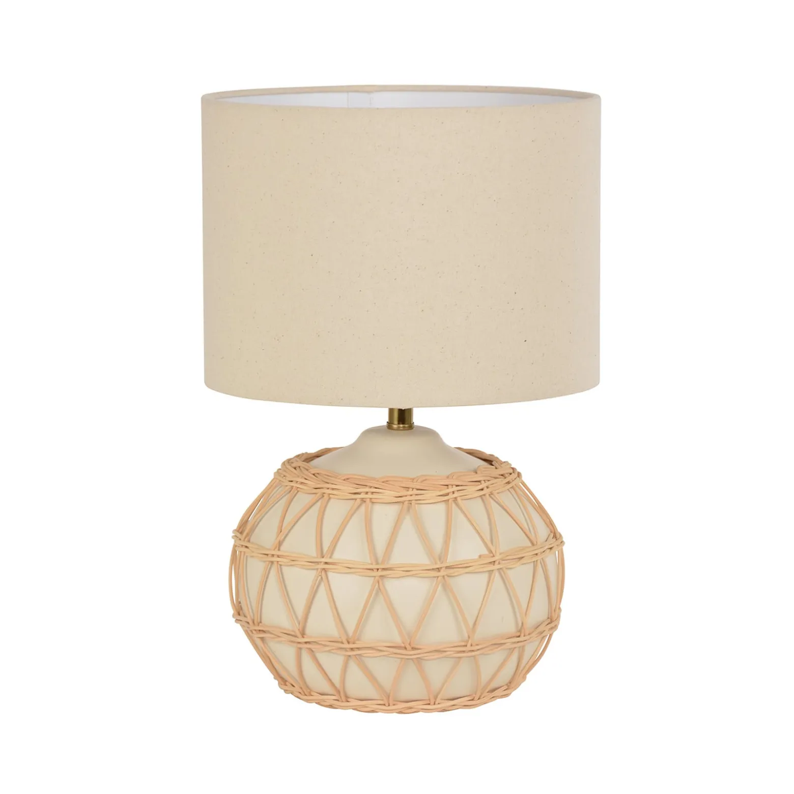 Tischlampe Cyclades, elfenbein/beige, 35 cm, Leinen/Keramik