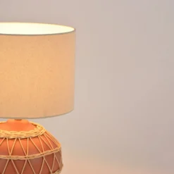 Tischlampe Cyclades, terrakotta/beige, 35 cm, Leinen/Keramik