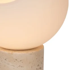 Tischlampe Davin, Höhe 26 cm, cremefarben/weiß, Stein/Glas