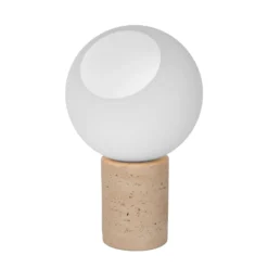 Tischlampe Davin, Höhe 26 cm, cremefarben/weiß, Stein/Glas