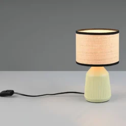 Tischlampe Formentera, grün/beige, Höhe 27 cm Keramik/Papier