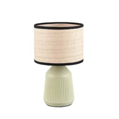Tischlampe Formentera, grün/beige, Höhe 27 cm Keramik/Papier