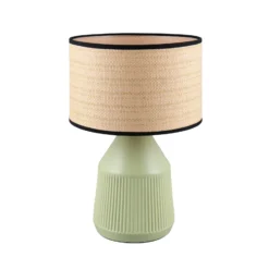 Tischlampe Formentera, grün/beige, Höhe 43 cm Keramik/Papier