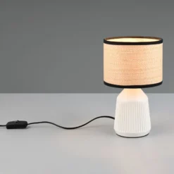 Tischlampe Formentera, weiß/beige, Höhe 27 cm Keramik/Papier