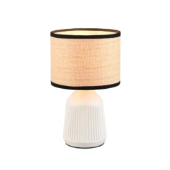 Tischlampe Formentera, weiß/beige, Höhe 27 cm Keramik/Papier
