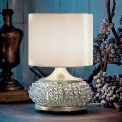 Tischlampe Galà 22cm elfenbein/gold, Kristallglas