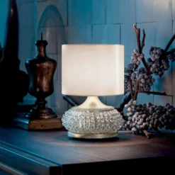 Tischlampe Galà 22cm elfenbein/gold, Kristallglas