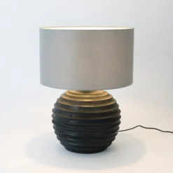 Tischlampe GIOACCHINO, schwarz/grau, Höhe 50 cm, Holz/Chintz