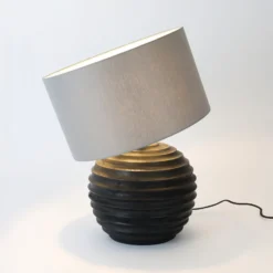 Tischlampe GIOACCHINO, schwarz/grau, Höhe 50 cm, Holz/Chintz