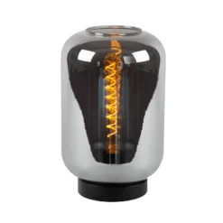 Tischlampe Joanet mit Rauchglas, Ø 22 cm