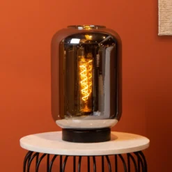 Tischlampe Joanet mit Rauchglas, Ø 22 cm