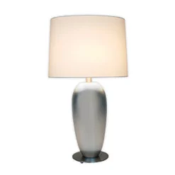 Tischlampe LAMBDA OVAL, silber/écru, Höhe 77 cm, Keramik E27