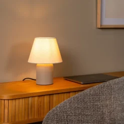 Tischlampe Macia, beige/naturfarben Höhe 27 cm Keramik/Stoff