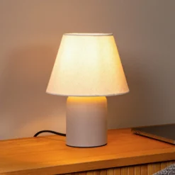 Tischlampe Macia, beige/naturfarben Höhe 27 cm Keramik/Stoff