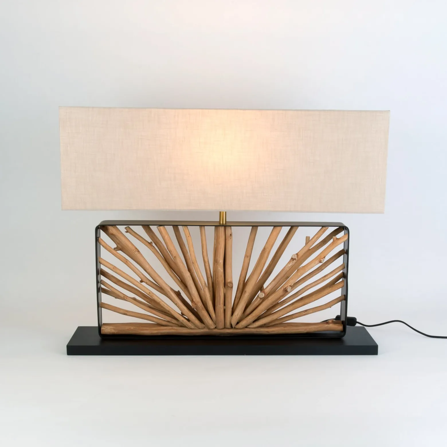 Tischlampe MONTE ISOLA, natur/beige, Höhe 67 cm, Holz/Textil