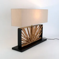 Tischlampe MONTE ISOLA, natur/beige, Höhe 67 cm, Holz/Textil