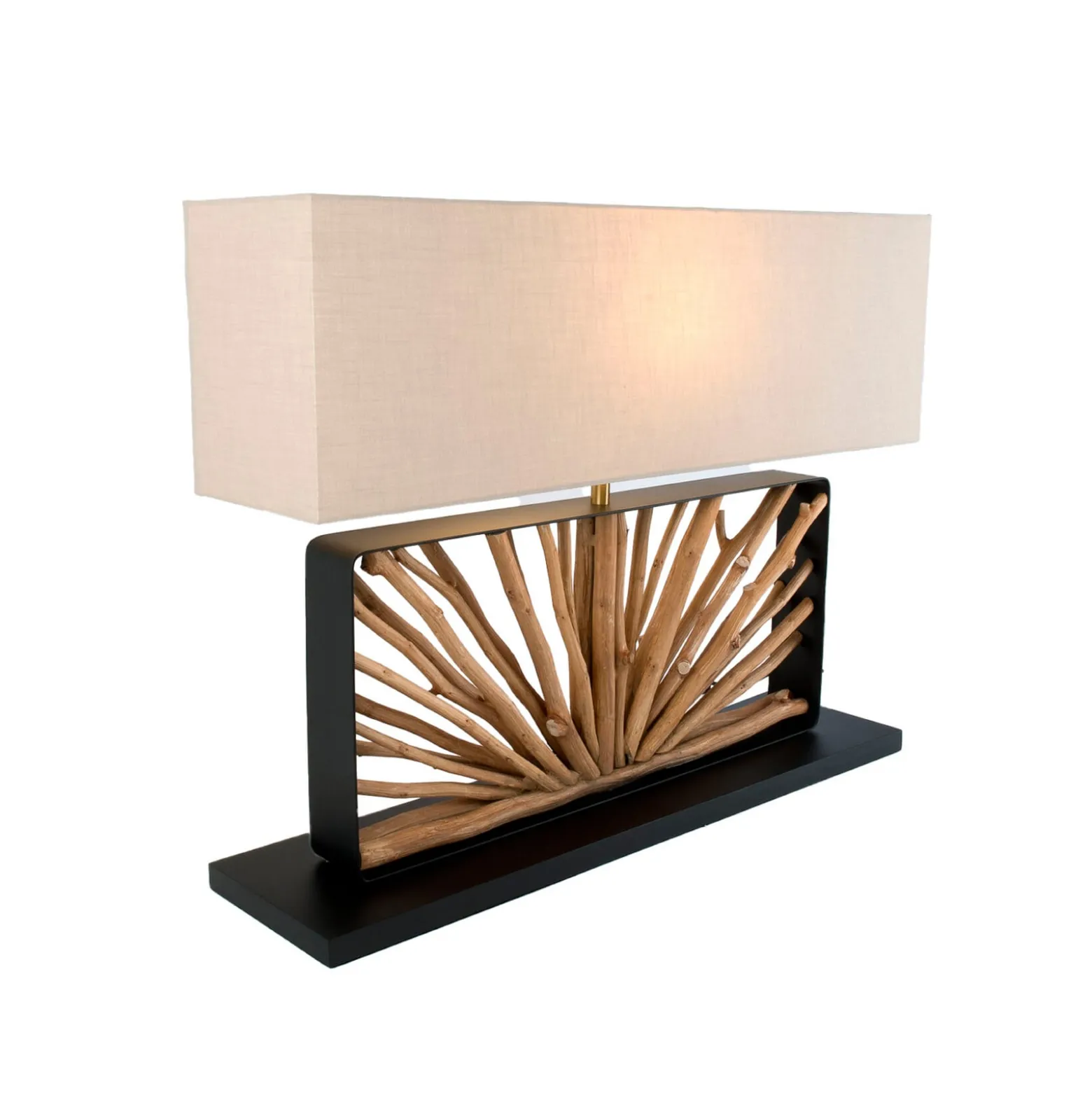 Tischlampe MONTE ISOLA, natur/beige, Höhe 67 cm, Holz/Textil