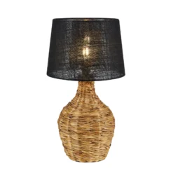 Tischlampe Paglia, natur/schwarz, Rattan/Jute, Höhe 58 cm