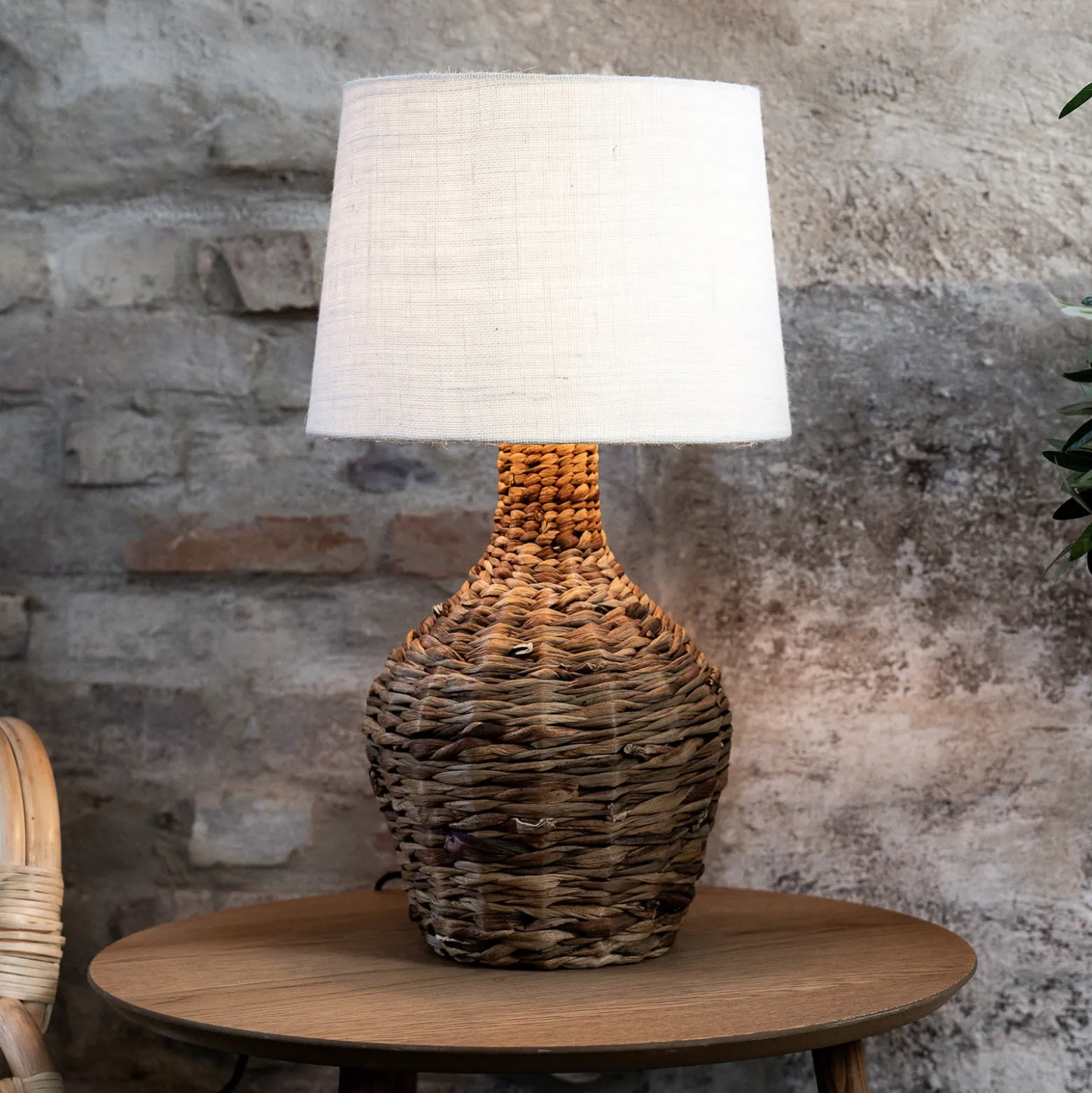 Tischlampe Paglia, natur/weiß, Rattan/Jute, Höhe 58 cm