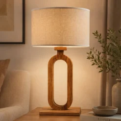 Tischlampe Patagonia eiche hell/ natur Höhe 50 cm Holz/Stoff