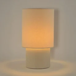 Tischlampe Rhodes elfenbeinfarben/beige 51 cm Leinen/Keramik