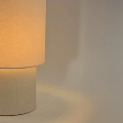 Tischlampe Rhodes elfenbeinfarben/beige 51 cm Leinen/Keramik