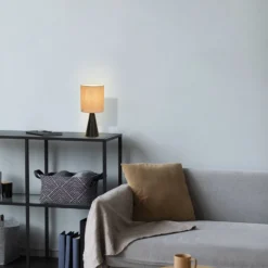 Tischlampe Sally, schwarz matt/beige Höhe 33 cm Metall/Stoff