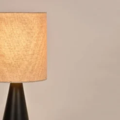 Tischlampe Sally, schwarz matt/beige Höhe 33 cm Metall/Stoff