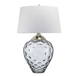 Tischlampe Samara, Ø 51 cm, grau, Stoff, Glas, 2-flammig