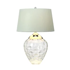 Tischlampe Samara,, Ø 45,7 cm, klar, Stoff, Glas, 2-flammig