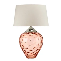 Tischlampe Samara, Ø 51 cm, lachs, Stoff, Glas, 2-flammig