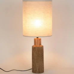 Tischlampe Santal, beige/braun Höhe 63 cm, Leinen/Keramik