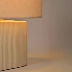 Tischlampe Santorini elfenbein/beige 38 cm Leinen/Keramik