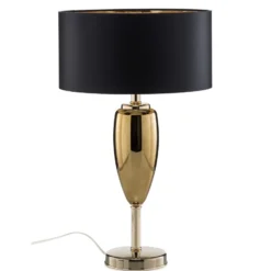 Tischlampe Show Ogiva, Textil, schwarz/goldfarben