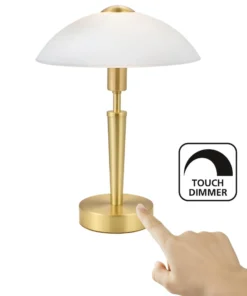 Tischlampe SOLO 1, messingfarben, Höhe 35 cm Metall/Glas dim
