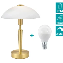 Tischlampe SOLO 1, messingfarben, Höhe 35 cm Metall/Glas dim