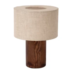 Tischlampe Tachina, Höhe 20 cm, braun/natur, Holz/Stoff