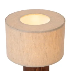Tischlampe Tachina, Höhe 20 cm, braun/natur, Holz/Stoff