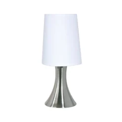 Tischlampe Tilt, aluminium/weiß Höhe 31 cm, Metall/Baumwolle