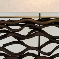 Tischlampe TREMITI NERO schwarz/beige Höhe 67 cm Holz/Textil