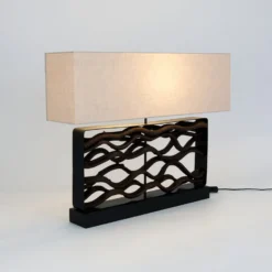 Tischlampe TREMITI NERO schwarz/beige Höhe 67 cm Holz/Textil