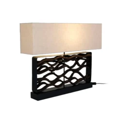Tischlampe TREMITI NERO schwarz/beige Höhe 67 cm Holz/Textil