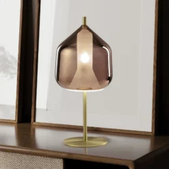 Tischlampe X-Ray, kupferfarben/goldfarben, Höhe 32,5 cm Glas