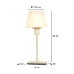 Tischleuchte Ancilla, creme, Höhe 33 cm, Metall, Glas, E14